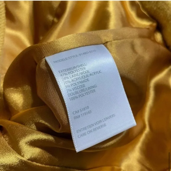 TRIBAL Marigold Wool Blend Jacket Coat Zippered with Satin Lining 6 - Picture 11 of 13